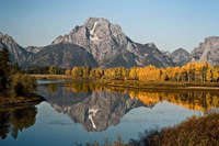Fall morning at Mount Moran, Grand Teton National Park, Wyoming